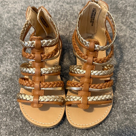 Rachel Zoe Braided Leather Sandals - Tan and Gold - Picture 1 of 3